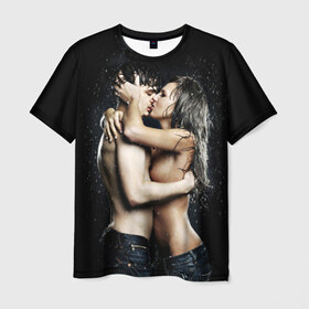 Мужская футболка 3D с принтом Чувства в Санкт-Петербурге, 100% полиэфир | прямой крой, круглый вырез горловины, длина до линии бедер | девушка | любовь | парень | поцелуй | страсть | торс | фото | чувства
