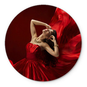 Коврик круглый с принтом Девушка в красном в Санкт-Петербурге, резина и полиэстер | круглая форма, изображение наносится на всю лицевую часть | танец