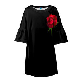 Детское платье 3D с принтом Розы за спиной в Санкт-Петербурге, 100% полиэстер | прямой силуэт, чуть расширенный к низу. Круглая горловина, на рукавах — воланы | за спиной | любовь | подарок | роза | розы | сюрприз | цветы | чувства