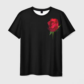 Мужская футболка 3D с принтом Розы за спиной в Санкт-Петербурге, 100% полиэфир | прямой крой, круглый вырез горловины, длина до линии бедер | за спиной | любовь | подарок | роза | розы | сюрприз | цветы | чувства