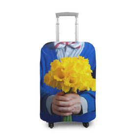Чехол для чемодана 3D с принтом Цветы в руках в Санкт-Петербурге, 86% полиэфир, 14% спандекс | двустороннее нанесение принта, прорези для ручек и колес | бабочка