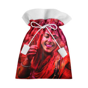 Подарочный 3D мешок с принтом Фестиваль красок Холи в Санкт-Петербурге, 100% полиэстер | Размер: 29*39 см | festival | festival of colors | holi | весны | девушка | индия | индуистский фестиваль | красная | красок | холи