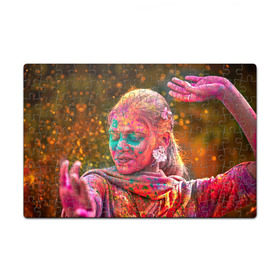 Пазл магнитный 126 элементов с принтом Индуистский фестиваль красок в Санкт-Петербурге, полимерный материал с магнитным слоем | 126 деталей, размер изделия —  180*270 мм | 