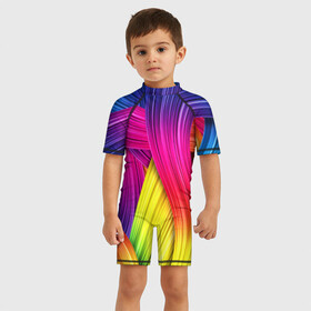 Детский купальный костюм 3D с принтом Абстракция в Санкт-Петербурге, Полиэстер 85%, Спандекс 15% | застежка на молнии на спине | кислотный | обстракция | радуга | свет | спектр | цвет | цвета | яркие