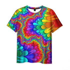 Мужская футболка 3D с принтом Узор в Санкт-Петербурге, 100% полиэфир | прямой крой, круглый вырез горловины, длина до линии бедер | кислотный | обстракция | радуга | свет | спектр | узор | цвет | цвета | яркие