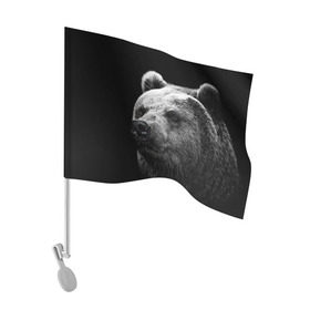 Флаг для автомобиля с принтом Медведь в Санкт-Петербурге, 100% полиэстер | Размер: 30*21 см | бурый | дикий | животное | медведь | россия | символ | тайги | фото | хищник | хозяин | черно белое