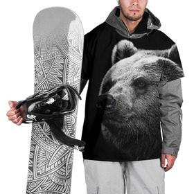 Накидка на куртку 3D с принтом Медведь в Санкт-Петербурге, 100% полиэстер |  | Тематика изображения на принте: бурый | дикий | животное | медведь | россия | символ | тайги | фото | хищник | хозяин | черно белое