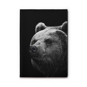 Обложка для автодокументов с принтом Медведь в Санкт-Петербурге, натуральная кожа |  размер 19,9*13 см; внутри 4 больших “конверта” для документов и один маленький отдел — туда идеально встанут права | бурый | дикий | животное | медведь | россия | символ | тайги | фото | хищник | хозяин | черно белое