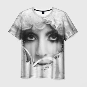 Мужская футболка 3D с принтом Lady Gaga в Санкт-Петербурге, 100% полиэфир | прямой крой, круглый вырез горловины, длина до линии бедер | Тематика изображения на принте: lady gaga | белые | блондинка | звезда | знаменитость | леди гаага | певица | перья | поп | эпатаж | эпатажная