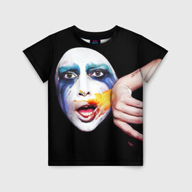 Детская футболка 3D с принтом Lady Gaga в Санкт-Петербурге, 100% гипоаллергенный полиэфир | прямой крой, круглый вырез горловины, длина до линии бедер, чуть спущенное плечо, ткань немного тянется | lady gaga | взгляд | звезда | знаменитость | леди гаага | певица | поп | портрет | эпатаж | эпатажная