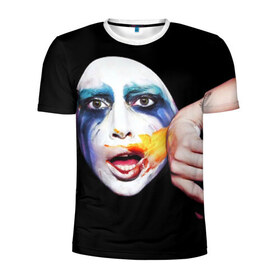 Мужская футболка 3D спортивная с принтом Lady Gaga в Санкт-Петербурге, 100% полиэстер с улучшенными характеристиками | приталенный силуэт, круглая горловина, широкие плечи, сужается к линии бедра | lady gaga | взгляд | звезда | знаменитость | леди гаага | певица | поп | портрет | эпатаж | эпатажная