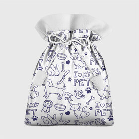Подарочный 3D мешок с принтом Я люблю своих питомцев в Санкт-Петербурге, 100% полиэстер | Размер: 29*39 см | Тематика изображения на принте: животные | коты | любовь | собаки