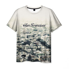 Мужская футболка 3D с принтом San Francisco в Санкт-Петербурге, 100% полиэфир | прямой крой, круглый вырез горловины, длина до линии бедер | америка | город | сан франциско