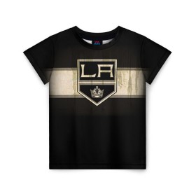 Детская футболка 3D с принтом Лос-Анджелес Кингз в Санкт-Петербурге, 100% гипоаллергенный полиэфир | прямой крой, круглый вырез горловины, длина до линии бедер, чуть спущенное плечо, ткань немного тянется | nhl | лос анджелес кингз | нхл | хоккеист | хоккей