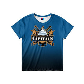 Детская футболка 3D с принтом Вашингтон Кэпиталз в Санкт-Петербурге, 100% гипоаллергенный полиэфир | прямой крой, круглый вырез горловины, длина до линии бедер, чуть спущенное плечо, ткань немного тянется | nhl | вашингтон кэпиталз | нхл | хоккеист | хоккей