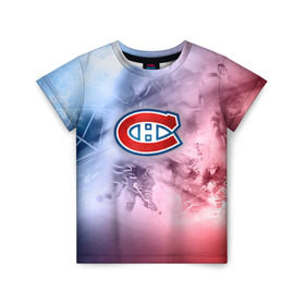 Детская футболка 3D с принтом Монреаль Канадиенс 1 в Санкт-Петербурге, 100% гипоаллергенный полиэфир | прямой крой, круглый вырез горловины, длина до линии бедер, чуть спущенное плечо, ткань немного тянется | nhl | монреаль канадиенс | нхл | хоккеист | хоккей