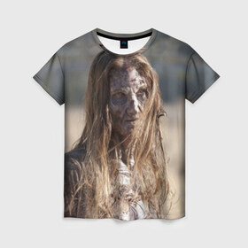 Женская футболка 3D с принтом Zombie в Санкт-Петербурге, 100% полиэфир ( синтетическое хлопкоподобное полотно) | прямой крой, круглый вырез горловины, длина до линии бедер | зомби