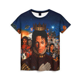 Женская футболка 3D с принтом Michael Jackson в Санкт-Петербурге, 100% полиэфир ( синтетическое хлопкоподобное полотно) | прямой крой, круглый вырез горловины, длина до линии бедер | майкл джексон