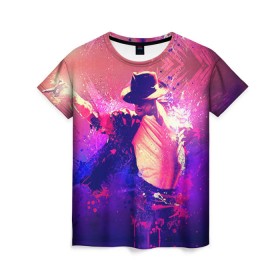 Женская футболка 3D с принтом Michael Jackson в Санкт-Петербурге, 100% полиэфир ( синтетическое хлопкоподобное полотно) | прямой крой, круглый вырез горловины, длина до линии бедер | джексон | майкл