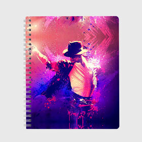 Тетрадь с принтом Michael Jackson в Санкт-Петербурге, 100% бумага | 48 листов, плотность листов — 60 г/м2, плотность картонной обложки — 250 г/м2. Листы скреплены сбоку удобной пружинной спиралью. Уголки страниц и обложки скругленные. Цвет линий — светло-серый
 | Тематика изображения на принте: джексон | майкл