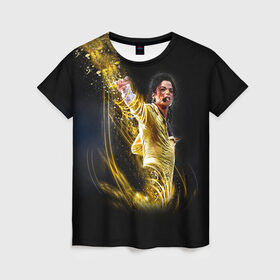 Женская футболка 3D с принтом Michael Jackson в Санкт-Петербурге, 100% полиэфир ( синтетическое хлопкоподобное полотно) | прямой крой, круглый вырез горловины, длина до линии бедер | Тематика изображения на принте: майкл джексон