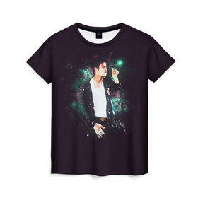 Женская футболка 3D с принтом Michael Jackson в Санкт-Петербурге, 100% полиэфир ( синтетическое хлопкоподобное полотно) | прямой крой, круглый вырез горловины, длина до линии бедер | майкл джексон