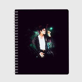 Тетрадь с принтом Michael Jackson в Санкт-Петербурге, 100% бумага | 48 листов, плотность листов — 60 г/м2, плотность картонной обложки — 250 г/м2. Листы скреплены сбоку удобной пружинной спиралью. Уголки страниц и обложки скругленные. Цвет линий — светло-серый
 | Тематика изображения на принте: майкл джексон