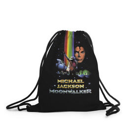 Рюкзак-мешок 3D с принтом Michael Jackson в Санкт-Петербурге, 100% полиэстер | плотность ткани — 200 г/м2, размер — 35 х 45 см; лямки — толстые шнурки, застежка на шнуровке, без карманов и подкладки | Тематика изображения на принте: майкл джексон
