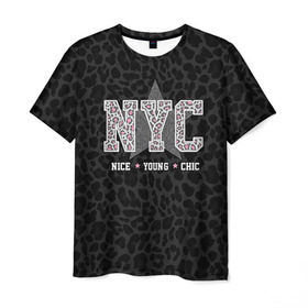 Мужская футболка 3D с принтом NYC в Санкт-Петербурге, 100% полиэфир | прямой крой, круглый вырез горловины, длина до линии бедер | chick | meow | nice | nyc | swag | young | девушке | киса | киска | львица | мода | мяу | свэг | тигрица
