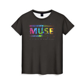 Женская футболка 3D с принтом Muse в Санкт-Петербурге, 100% полиэфир ( синтетическое хлопкоподобное полотно) | прямой крой, круглый вырез горловины, длина до линии бедер | Тематика изображения на принте: heavy | metal | muse | rock | trash | альтернатива | метал | рок | хеви