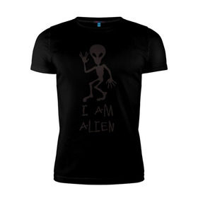 Мужская футболка премиум с принтом Alien в Санкт-Петербурге, 92% хлопок, 8% лайкра | приталенный силуэт, круглый вырез ворота, длина до линии бедра, короткий рукав | инопланетянин | нло | прикол | пришелец | юмор