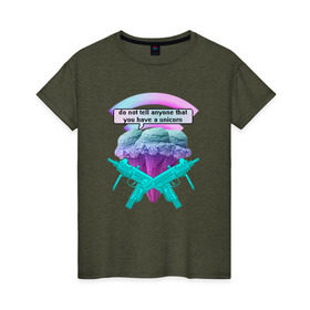 Женская футболка хлопок с принтом unicorn в Санкт-Петербурге, 100% хлопок | прямой крой, круглый вырез горловины, длина до линии бедер, слегка спущенное плечо | fiji | punk | rave | vapor | veb | vebpunk | water