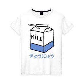 Женская футболка хлопок с принтом milk в Санкт-Петербурге, 100% хлопок | прямой крой, круглый вырез горловины, длина до линии бедер, слегка спущенное плечо | milk | milkman | moloko | коробка | молоко | напиток | тетрапак