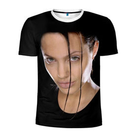 Мужская футболка 3D спортивная с принтом Анжелина Джоли в Санкт-Петербурге, 100% полиэстер с улучшенными характеристиками | приталенный силуэт, круглая горловина, широкие плечи, сужается к линии бедра | angelina jolie | американская актриса | анжелина джоли | режиссёр | фотомодель | ценарист