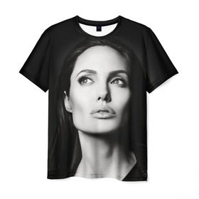 Мужская футболка 3D с принтом Анжелина Джоли в Санкт-Петербурге, 100% полиэфир | прямой крой, круглый вырез горловины, длина до линии бедер | angelina jolie | американская актриса | анжелина джоли | режиссёр | фотомодель | ценарист