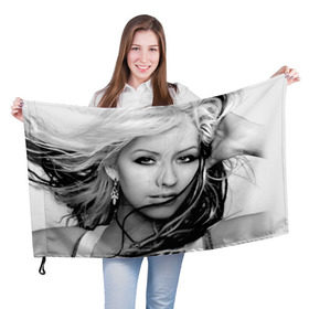 Флаг 3D с принтом Кристина Агилера в Санкт-Петербурге, 100% полиэстер | плотность ткани — 95 г/м2, размер — 67 х 109 см. Принт наносится с одной стороны | christina aguilera