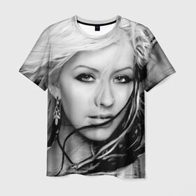 Мужская футболка 3D с принтом Кристина Агилера в Санкт-Петербурге, 100% полиэфир | прямой крой, круглый вырез горловины, длина до линии бедер | christina aguilera