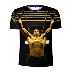 Мужская футболка 3D спортивная с принтом Джейсон Стэйтем в Санкт-Петербурге, 100% полиэстер с улучшенными характеристиками | приталенный силуэт, круглая горловина, широкие плечи, сужается к линии бедра | jason statham | актёр | английский | джейсон стэйтем
