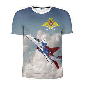 Мужская футболка 3D спортивная с принтом Самолёт в Санкт-Петербурге, 100% полиэстер с улучшенными характеристиками | приталенный силуэт, круглая горловина, широкие плечи, сужается к линии бедра | авиация | ввс | ввс россии | небо | самолёт