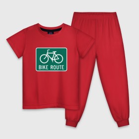 Детская пижама хлопок с принтом Дорога для велосипедистов в Санкт-Петербурге, 100% хлопок |  брюки и футболка прямого кроя, без карманов, на брюках мягкая резинка на поясе и по низу штанин
 | велосипед | дорожный велосипедный знак знак | спорт | экстрим