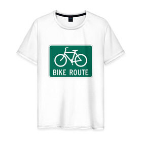 Мужская футболка хлопок с принтом Дорога для велосипедистов в Санкт-Петербурге, 100% хлопок | прямой крой, круглый вырез горловины, длина до линии бедер, слегка спущенное плечо. | велосипед | дорожный велосипедный знак знак | спорт | экстрим