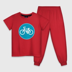 Детская пижама хлопок с принтом Велосипедный знак в Санкт-Петербурге, 100% хлопок |  брюки и футболка прямого кроя, без карманов, на брюках мягкая резинка на поясе и по низу штанин
 | велосипед | велосипедный знак приятного цвета.знак | спорт | экстрим