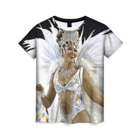 Женская футболка 3D с принтом Карнавал в Рио в Санкт-Петербурге, 100% полиэфир ( синтетическое хлопкоподобное полотно) | прямой крой, круглый вырез горловины, длина до линии бедер | бразилия