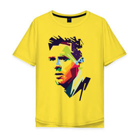 Мужская футболка хлопок Oversize с принтом Леонель Месси в Санкт-Петербурге, 100% хлопок | свободный крой, круглый ворот, “спинка” длиннее передней части | argentina | messi | wpap | аргентина | лео | лионель