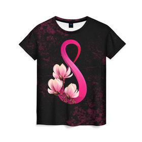 Женская футболка 3D с принтом 8 марта в Санкт-Петербурге, 100% полиэфир ( синтетическое хлопкоподобное полотно) | прямой крой, круглый вырез горловины, длина до линии бедер | 8 марта | женский | международный | подарок | цветы