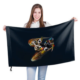 Флаг 3D с принтом Motorcycle Racing в Санкт-Петербурге, 100% полиэстер | плотность ткани — 95 г/м2, размер — 67 х 109 см. Принт наносится с одной стороны | motocross | motorcycle racing | мотоцикл