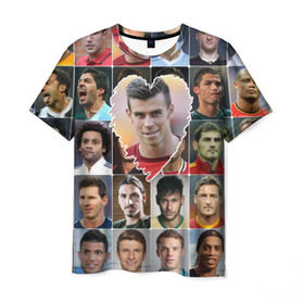 Мужская футболка 3D с принтом Гарет Бэйл - лучший в Санкт-Петербурге, 100% полиэфир | прямой крой, круглый вырез горловины, длина до линии бедер | Тематика изображения на принте: gareth bale | гарет бэйл | лучшие футболисты | любимые игроки | самые крутые | сердце | футбол | я люблю
