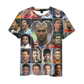 Мужская футболка 3D с принтом Зинедин Зидан - лучший в Санкт-Петербурге, 100% полиэфир | прямой крой, круглый вырез горловины, длина до линии бедер | zinedine zidane | зинедин зидан | лучшие футболисты | любимые игроки | самые крутые | сердце | футбол | я люблю