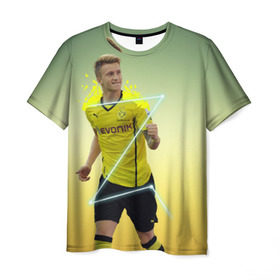 Мужская футболка 3D с принтом Marco Reus в Санкт-Петербурге, 100% полиэфир | прямой крой, круглый вырез горловины, длина до линии бедер | marco | reus | боруссия | германия | дортмунд | марко