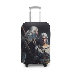 Чехол для чемодана 3D с принтом Geralt and Ciri в Санкт-Петербурге, 86% полиэфир, 14% спандекс | двустороннее нанесение принта, прорези для ручек и колес | ciri | gerald | roach | wild hunt | witcher | ведьмак | ведьмы | геральд | дикая охота | йен | йеннифер | плотва | цири